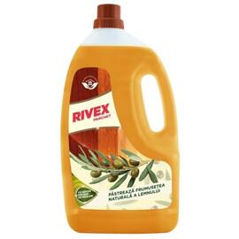 Detergent Parchet Rivex, 4 Litri, Curatare si Protectie Lemn Laminat Stratificat Masiv Vinil, Formula cu Ulei Masline, Fara Clatire, 40 ml la 5L Apa, Elimina Murdaria si Petele, Compatibil Mobila si Usi - - Roveli