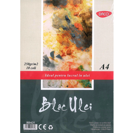 Bloc cu textura panza pentru Ulei A4, 250g/mp, 10 file, DACO - - Roveli