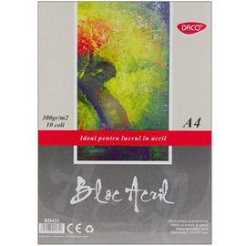 Bloc Acril A4, 300g/mp, 10 file, DACO - - Roveli