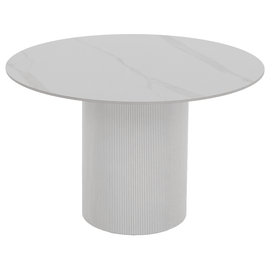 Masa de sufragerie, marmura alba/MDF, diametru 120 cm, MAHIR TIP 1 - - Roveli