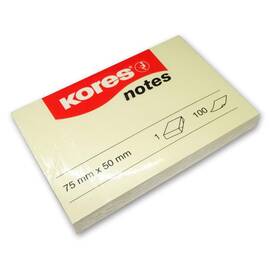 Notes autoadeziv 50 x 75 mm, 100 file, galben pal, KORES - - Roveli