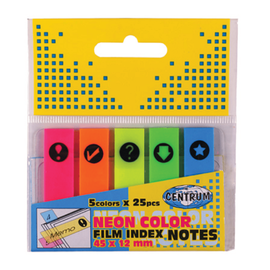 Index autoadeziv plastic INDICATOARE, 45 x 12 mm, 5 culori neon/set, CENTRUM - - Roveli