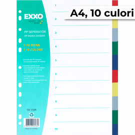 Separatoare plastic A4, 10 culori, EXXO - - Roveli