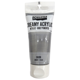 Culoare acrilica creamy metallic, 60 ml, PENTART, Culoare (230): Silver - - Roveli