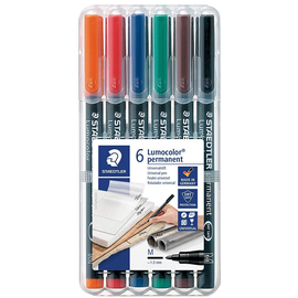 Marker permanent 1.0 mm, STAEDTLER Lumocolor M, 6 culori/set - - Roveli