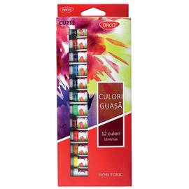 Culori guasa DACO, 12 ml, 12 culori/set - - Roveli