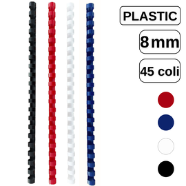 Inele din plastic pentru indosariere, 8 mm, capacitate de legare 45 coli - - Roveli
