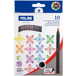 Carioci MILAN varful tip pensula, 10 culori/set - - Roveli