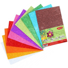Hartie Gumata Glitter DACO 10 coli, 10 culori/set, 20x30cm - - Roveli