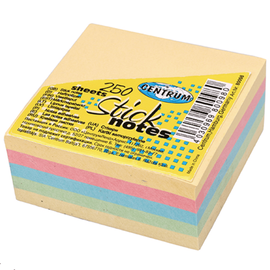 Cub notite autoadezive 51 x 51 mm, 250 file, 5 culori pastel, CENTRUM - - Roveli