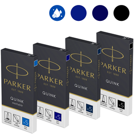 Patroane cerneala PARKER Quink, 5 buc/set, Culoare (230): Blue Black PERMANENT - - Roveli