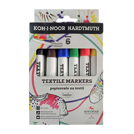 Marker pentru textile, KOH-I-NOOR, 6 culori/set - - Roveli