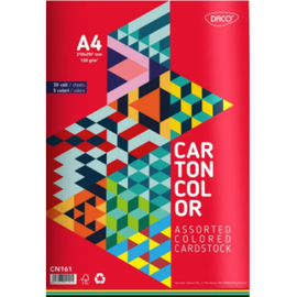 Carton colorat A4, 5 culori/top, DACO, 160 g/mp, 30 coli/top - - Roveli