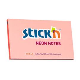 Notes autoadeziv 76 x 127 mm, 100 file, STICK'N, corai neon - - Roveli