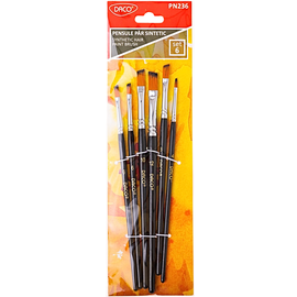 Pensule varf oblic, par sintetic, DACO, 6 buc/set - - Roveli