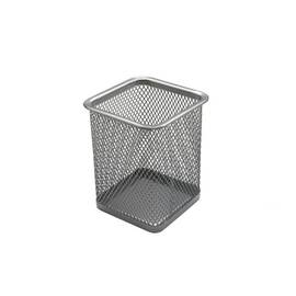 Suport instrumente de scris metalic, forma patrata, Mesh, argintiu, ECADA - - Roveli