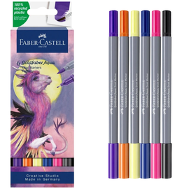 Marker Solubil Fantasy, cu 2 Capete, FABER-CASTELL Goldfaber Aqua, 6 buc/set - - Roveli