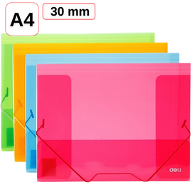 Mapa plastic A4, cu elastic si burduf 30 mm, DELI - - Roveli