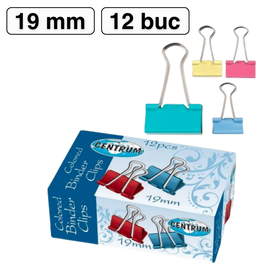 Clips color 19 mm, 12 buc/cutie, CENTRUM - - Roveli