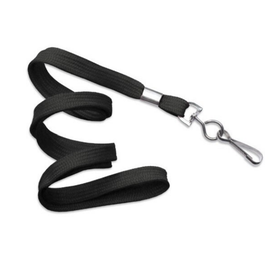 Snur textil pentru ecuson, cu carabina de metal, Culoare (230): Negru - - Roveli