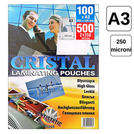 Folie laminare, A3, 250 microni, 100 buc/top, CRISTAL - - Roveli