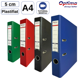 Biblioraft plastifiat 5 cm, OPTIMA Budget, Culoare (230): Rosu - - Roveli