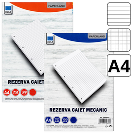 Rezerva caiet mecanic A4, 100 file, PAPERLAND, Liniatura (230): Matematica - - Roveli