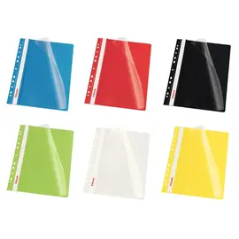 Dosar plastic cu sina si multiperforatii, 10 buc/set, ESSELTE, Culoare (230): Galben - - Roveli