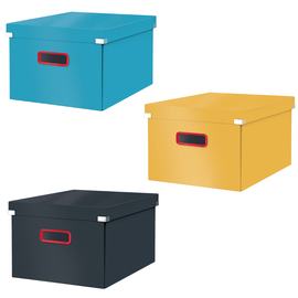 Cutie depozitare cu capac si manere 370 x 281 x 200 mm, pliabila, LEITZ Cosy, Culoare (230): Galben - - Roveli
