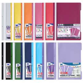Dosar plastic cu sina si gauri PAPERLAND, 50 buc/set, Culoare (230): Gri - - Roveli