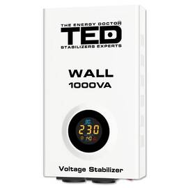 Stabilizator de tensiune cu prindere de perete, monofazat, 600W, 230V, 2 prize si ecran LCD, sinusoidala pura, TED Electric - - Roveli