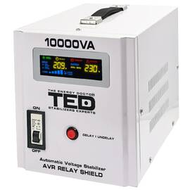 Stabilizator de tensiune retea, monofazat, 6000W, 230V, 2 prize si ecran LCD, sinusoidala pura, TED Electric - - Roveli