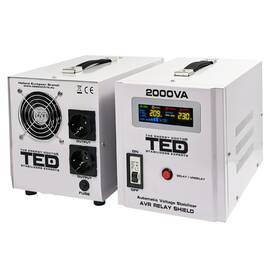 Stabilizator de tensiune retea, monofazat, 1200W, 230V, 2 prize si ecran LCD, sinusoidala pura, TED Electric - - Roveli