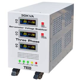Stabilizator de tensiune, trifizat, 225V-450V, 24KW, cu ecran LCD si sinusoidala pura, TED Electric - - Roveli