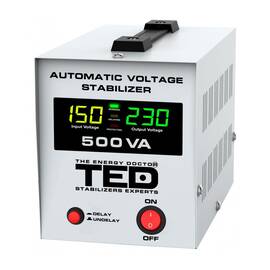 Stabilizator de tensiune retea, monofazat, 300W, 230V, 2 prize si ecran LCD, sinusoidala pura, TED Electric - - Roveli