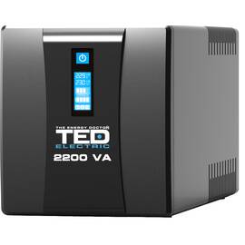 UPS 2200VA, 1250W, ecran LCD, cu stabilizator si management, 3 prize, include 4 acumulatori 12V, 7Ah, TED Electric Line-Interactive - - Roveli
