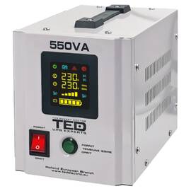 UPS pentru centrala, 550VA, 300W, runtime extins, sinusoidala pura, ecran LCD, TED Electric - - Roveli