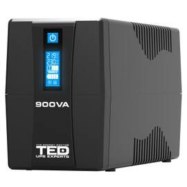 UPS 900VA, 500W, ecran LCD, cu stabilizator si management, 2 prize, include 1 acumulator 12V, 9Ah, TED Electric Line-Interactive - - Roveli
