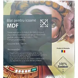 Blat icoana din MDF 19x25 cm, tratat manual cu glet traditional, grosime 18 mm - - Roveli