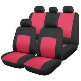 Huse Scaun Auto, 9 piese, universale, culoare Rosu-Negru - - Roveli