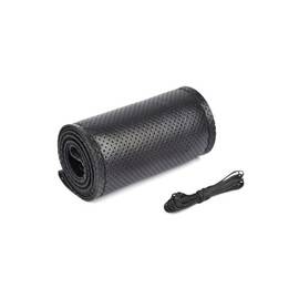 Husa volan cu ac si ata piele cu gaurele marime 2XL diametru 45 cm latime 11.5 cm negru Cod: LUXFST01 - - Roveli