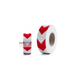 Banda reflectorizanta culoare Alba sageata Rosie  5cmx25m Cod: 06R/W - - Roveli