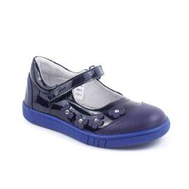 Pantofi usori , de copii , din piele naturala, cu flori 1793-BLEUMARIN - - Roveli