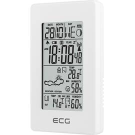 Statie meteo interior-exterior ECG MS 100 White, senzor extern fara fir, LCD, ceas, alarma - - Roveli