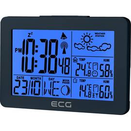 Statie meteo interior-exterior ECG MS 200 Grey, senzor extern fara fir, LCD, ceas, alarma - - Roveli