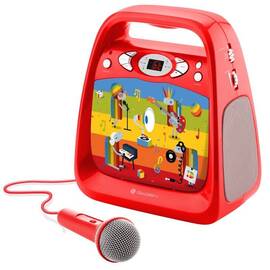 CD player cu Bluetooth si functie karaoke GoGEN DECKO, USB, MP3, Microfon, Rosu - - Roveli