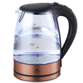 Fierbator electric LENTZ 74127, 1.7 litri, 2200W, sticla, iluminare LED, bronz - - Roveli