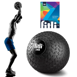 Minge medicinala, Slam ball, suprafata antiderapanta, Sistem Anti-Bounce, PVC, 22 cm, Negru, 3 kg - - Roveli