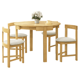 Set de sufragerie 1+4, lemn masiv, stejar deschis /bej, DOMIO - - Roveli