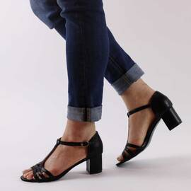 ​Sandale dama, negre, toc mediu, comod 3299-BLACK - - Roveli